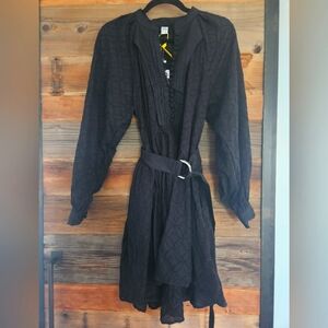 NWT ROIII Elegant Black Belted Dress Eyelet Super Adorable